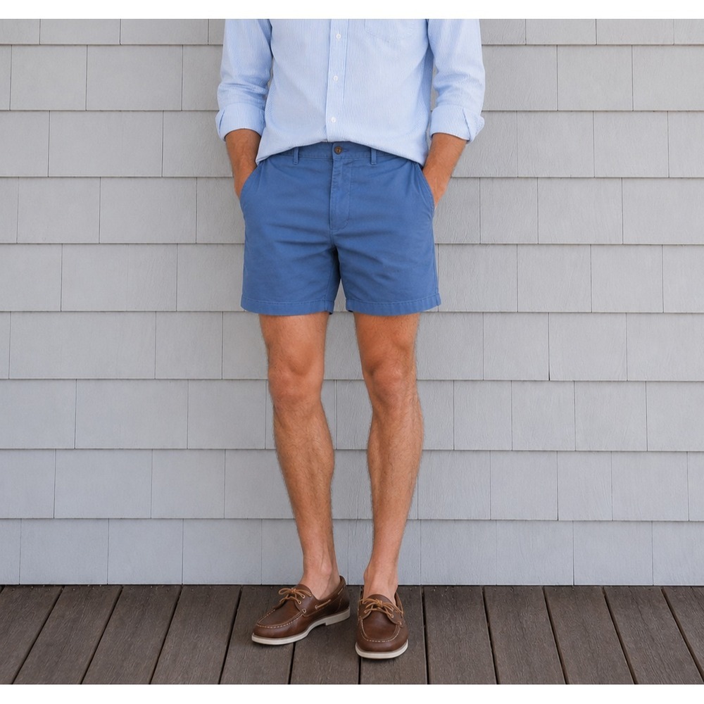 J.Crew 7" Flex Chino Shorts Men's 36 Blue Stretch Cotton Casual